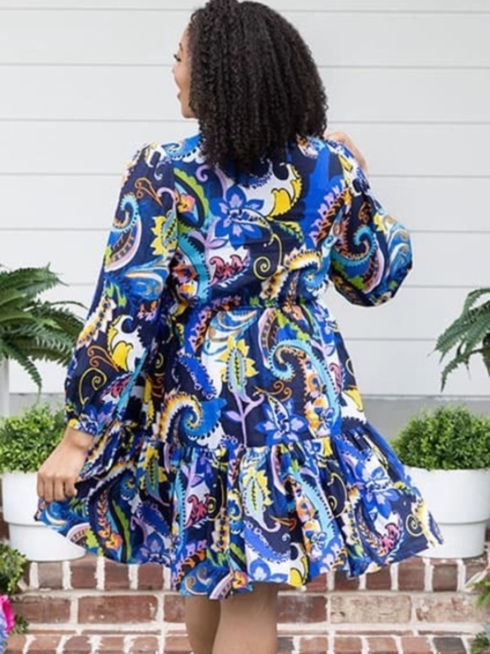 Kaktus,Vibrant V-Neck, Paisley Dress, Drawstring,Excellent Condition,Size S - Picture 3 of 10